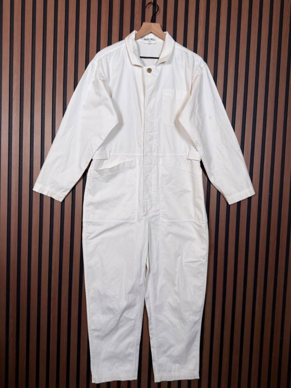 Alex Mill One Piece Medium Womens White Coveralls Cotton Stretch Pockets